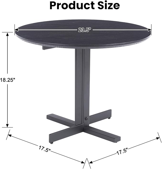 DUOMAY 24'' Small Modern Round Side Table, Mid-Century Wood Black End Table Drink Table, Corner Accent Table for Small Spaces Living Room Bedroom Outdoor
