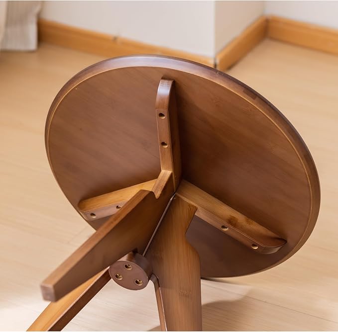 Maydear Bamboo Round Side Table Small Accent Table or Coffee Table for Living Room, Bedroom, or Office, Easy Assembly, 3-Leg Design