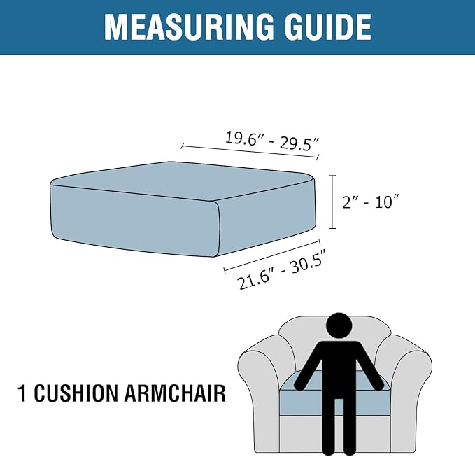 H.VERSAILTEX Velvet Stretch Couch Cushion Cover Plush Cushion Slipcover for Chair Cushion Furniture Protector Seat Cushion Sofa Cover (1 Piece Armchair Cushion Covers, Taupe)