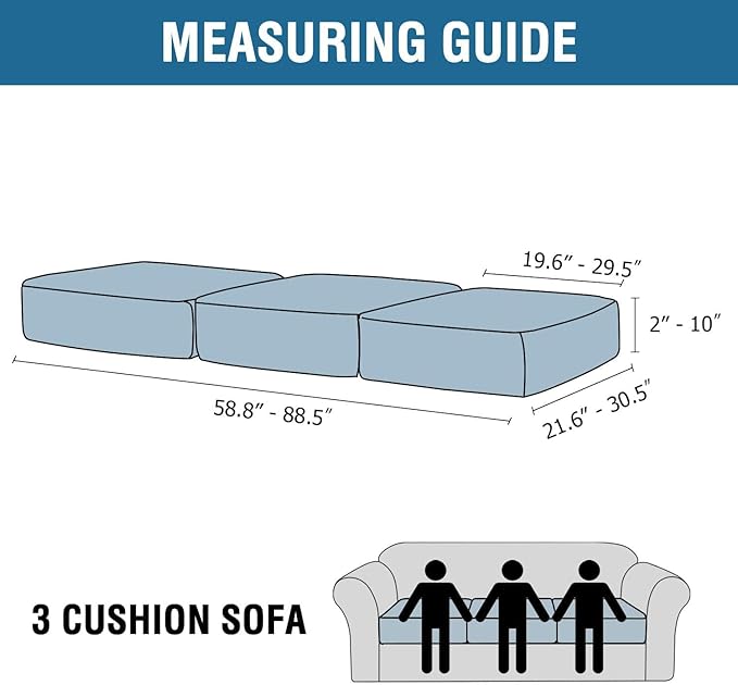 H.VERSAILTEX Velvet Stretch Couch Cushion Cover Plush Cushion Slipcover for Chair Loveseat Sofa Cushion Furniture Protector Seat Cushion Sofa Cover (3 Piece Sofa Cushion Covers, Porcelain)