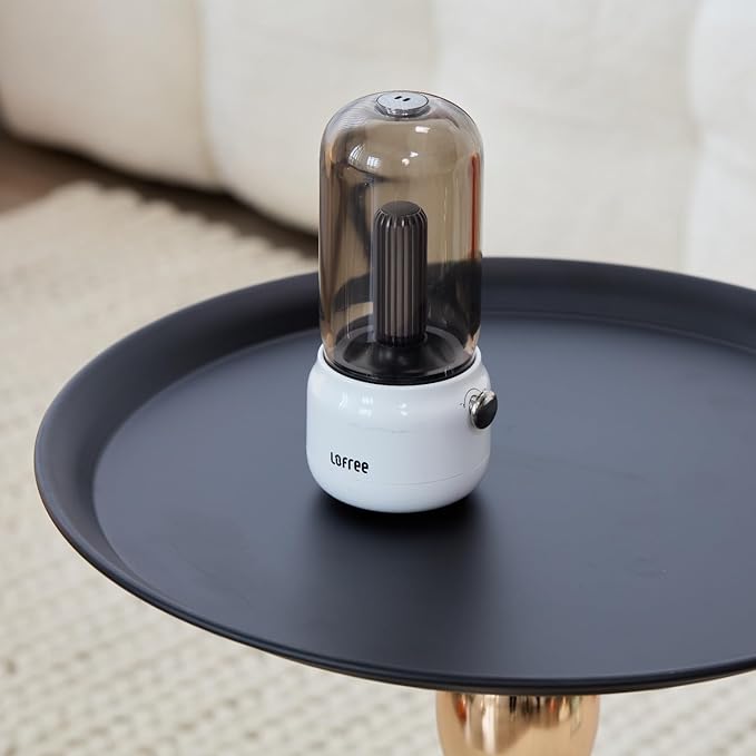 Modern Round Side Table with Gold Pedestal Base, Black Metal Top, Accent End Table for Living Room (Cream White+Black)