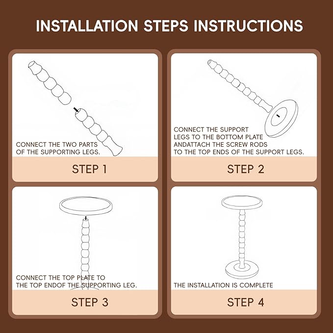 Small Accent Wood End Table, 12inch Round Bedside Table, Natural Side Table Nightstand for Family, Bedroom, Living Room, Handcrafted Finish, White