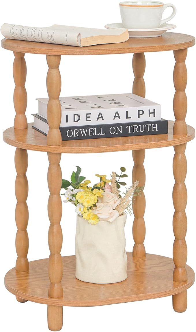 MaxSmeo End Table, Small Side Table for Small Spaces, Modern Oval Night Stand Accent Table for Living Room, Bedroom, Brown