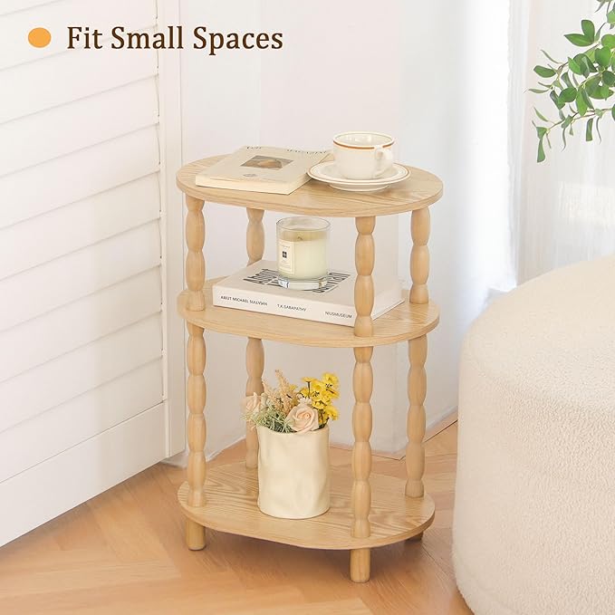 MaxSmeo End Table, Small Oval Side Table for Small Spaces, Modern Night Stand Accent Table for Living Room, Bedroom, Natural