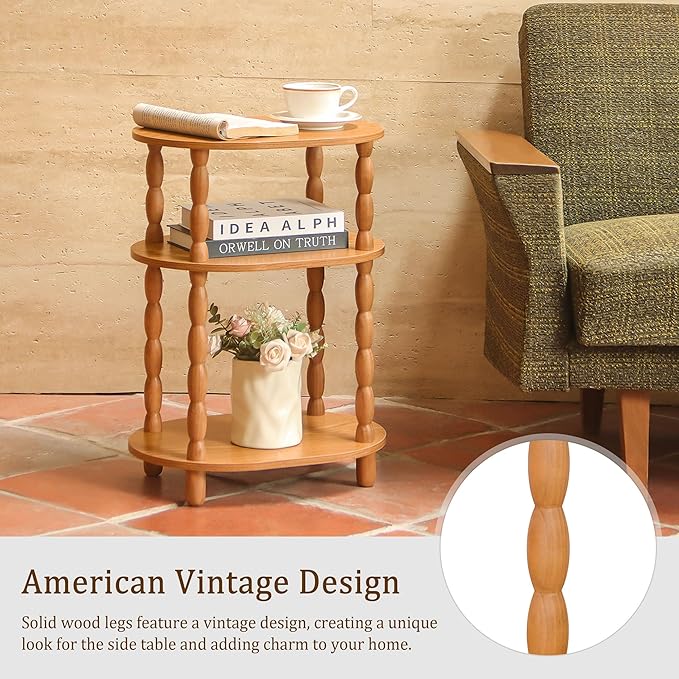 MaxSmeo End Table, Small Side Table for Small Spaces, Modern Oval Night Stand Accent Table for Living Room, Bedroom, Brown