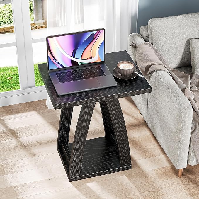 End Tables Living Room Set of 2. Side Tables Living Room. Side Table Beside Sofa. Modern End Table for Home. Black End Tables Set of 2